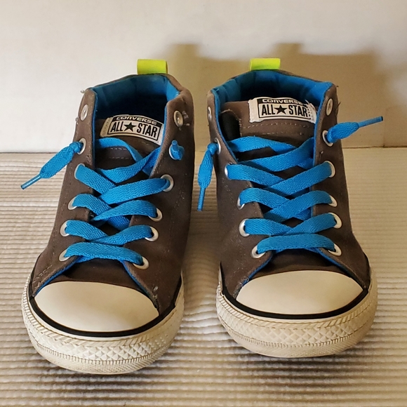 Converse Chuck Taylor All Star High Top Shoes Junior Size 6 Grey Green Blue Lace - Picture 3 of 14